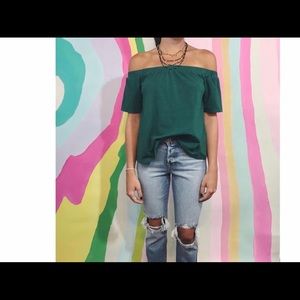 NEW Minkpink green off the shoulder top